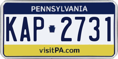 PA license plate KAP2731