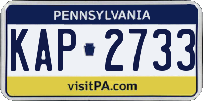 PA license plate KAP2733
