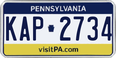 PA license plate KAP2734
