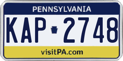 PA license plate KAP2748