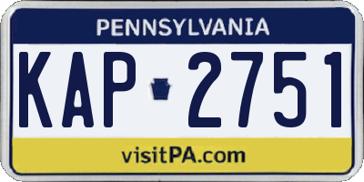 PA license plate KAP2751