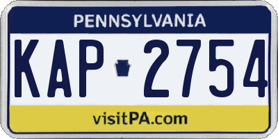 PA license plate KAP2754