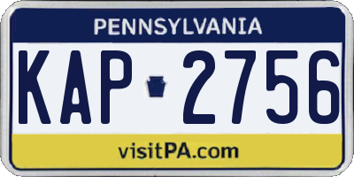 PA license plate KAP2756
