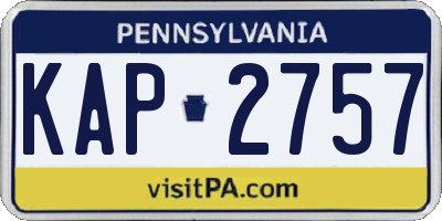 PA license plate KAP2757