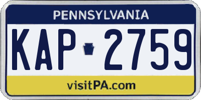 PA license plate KAP2759
