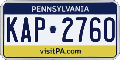 PA license plate KAP2760