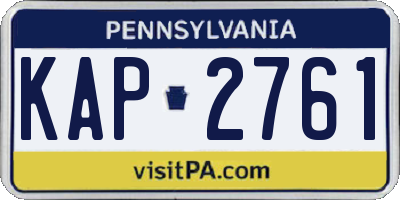 PA license plate KAP2761