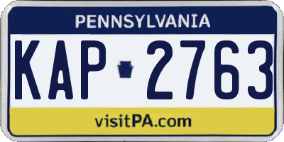 PA license plate KAP2763