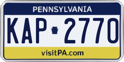 PA license plate KAP2770