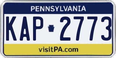 PA license plate KAP2773