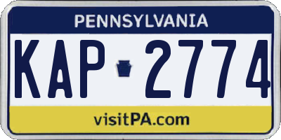 PA license plate KAP2774