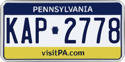 PA license plate KAP2778