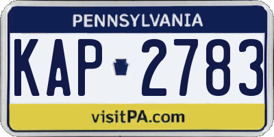 PA license plate KAP2783