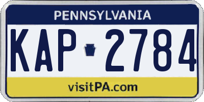 PA license plate KAP2784