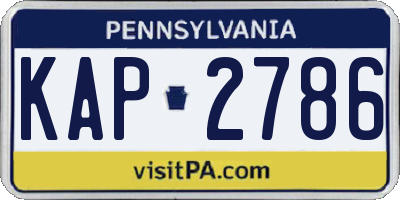 PA license plate KAP2786