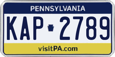 PA license plate KAP2789
