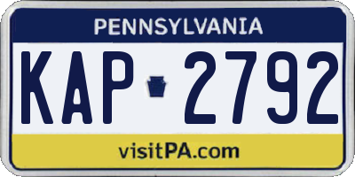 PA license plate KAP2792