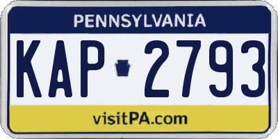 PA license plate KAP2793