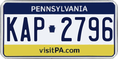 PA license plate KAP2796