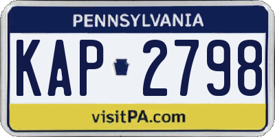 PA license plate KAP2798