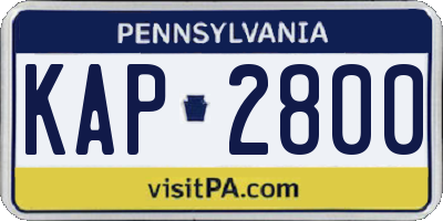 PA license plate KAP2800
