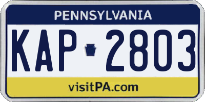 PA license plate KAP2803