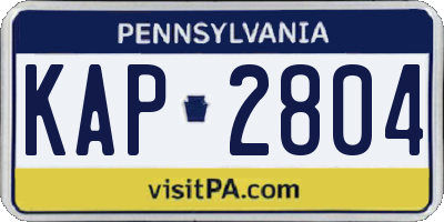 PA license plate KAP2804