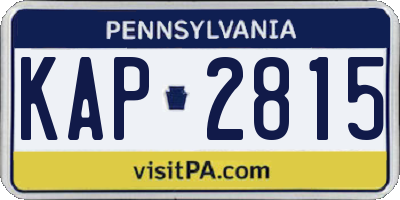 PA license plate KAP2815