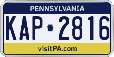 PA license plate KAP2816