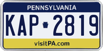 PA license plate KAP2819