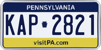 PA license plate KAP2821