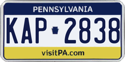 PA license plate KAP2838