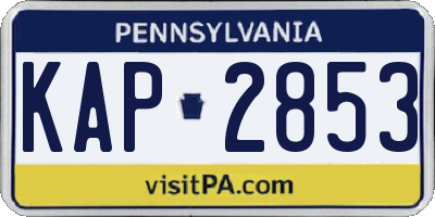 PA license plate KAP2853