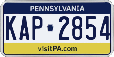 PA license plate KAP2854