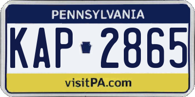 PA license plate KAP2865
