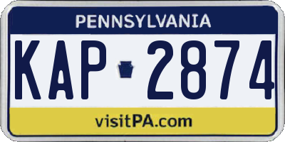 PA license plate KAP2874