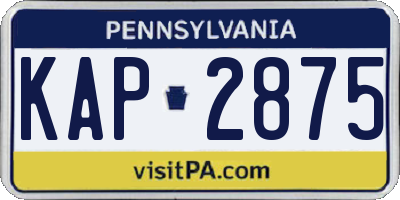 PA license plate KAP2875