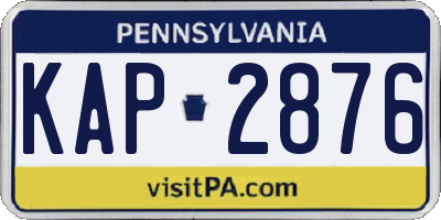 PA license plate KAP2876