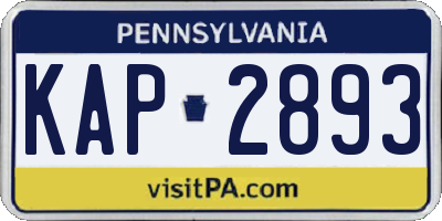 PA license plate KAP2893