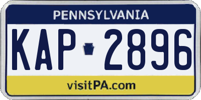 PA license plate KAP2896