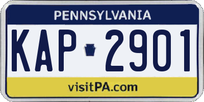 PA license plate KAP2901