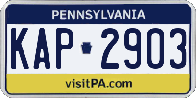 PA license plate KAP2903