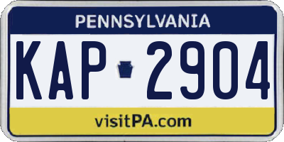 PA license plate KAP2904