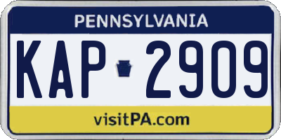 PA license plate KAP2909