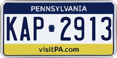 PA license plate KAP2913