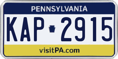PA license plate KAP2915