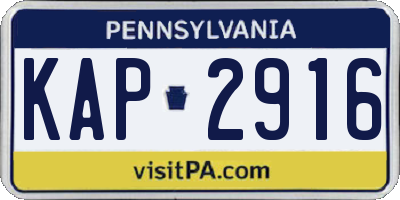 PA license plate KAP2916