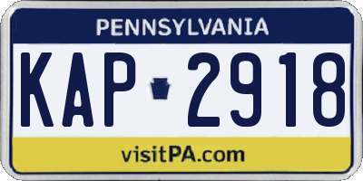 PA license plate KAP2918