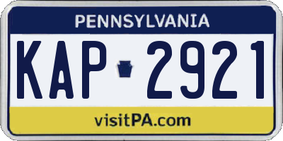 PA license plate KAP2921