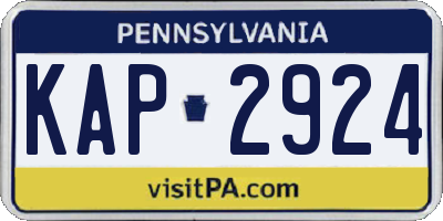 PA license plate KAP2924